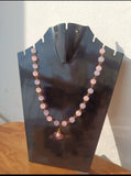 Pink and Purple beaded necklace with Shell Charm