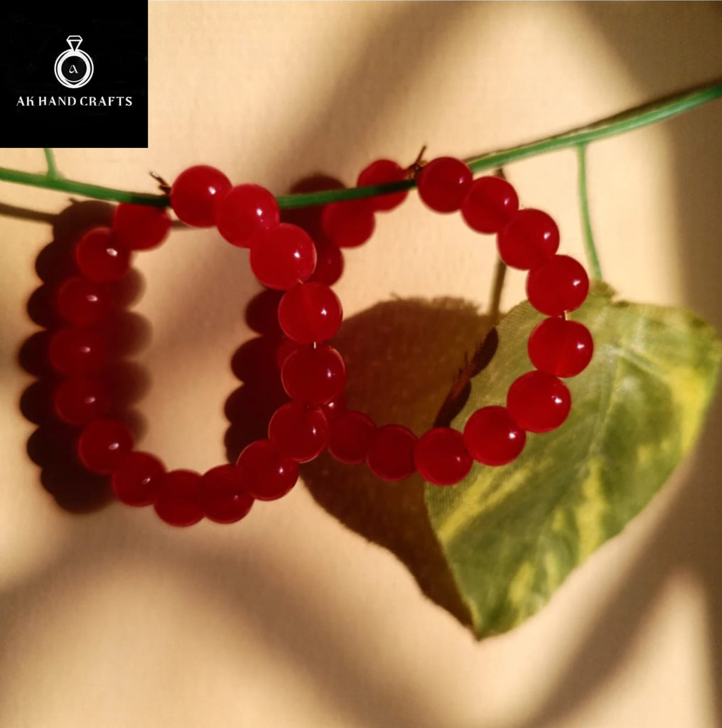 Red glass bead hoops