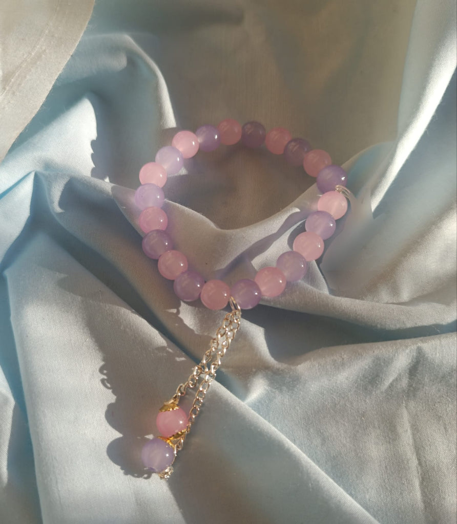 Lavender and Pink glass beaded bracelet