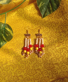 Red Yellow and White bead earrings