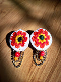 Red and Orange Fabric Earrings