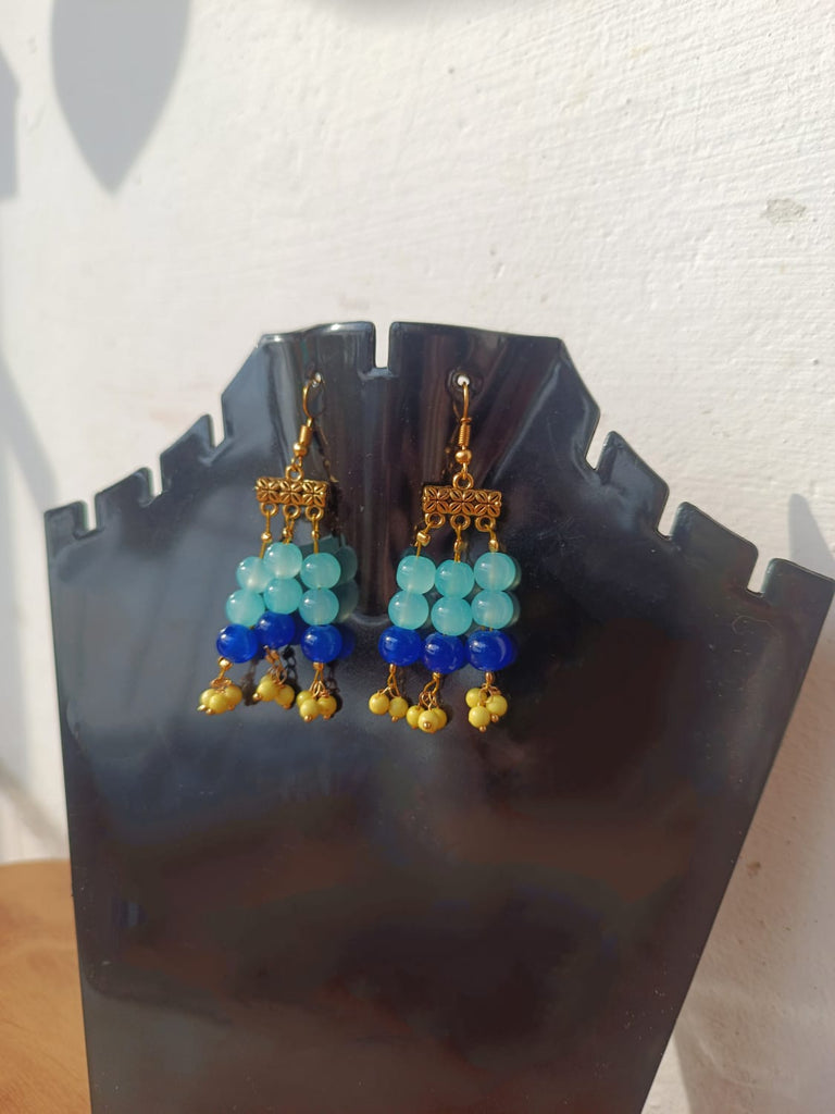 Blue and Yellow Drop Earrings